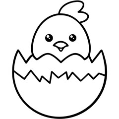 Vector illustration of a chick hatching from an egg
