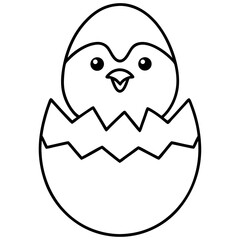 Vector illustration of a chick hatching from an egg