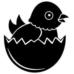 Vector illustration of a chick hatching from an egg