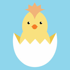 Vector illustration of a chick hatching from an egg