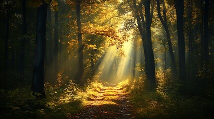 Fototapeta premium sunset in the forest