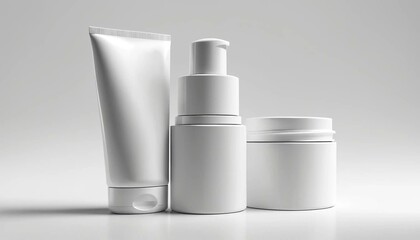 Clipart 3D de mockup de produit cosmétique blanc sans texte, isolé sur fond blanc. Professionnel, business, épuré, simple, promotion, publicité, template.