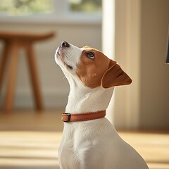 Curious Dog in Sunny Home Interior.