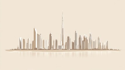 Naklejka premium Dubai Skyline Cityscape, Graphic Design, Background, Stock Photo