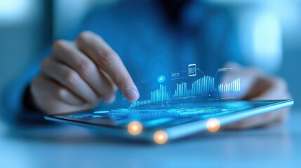 Urban connectivity, person holding tablet showcasing city view, integrating technology for seamless experience