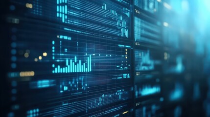 Dynamic data flow on vibrant blue, exploring trends, insights and information visualization