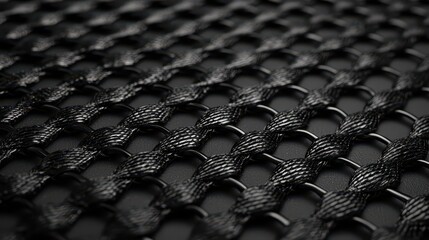 Closeup of black fabric texture, detailed macro photography of woven fibers and textile patterns