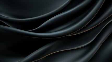 Fototapeta premium Elegant black silk fabric background, smooth, flowing texture for luxurious designs and photography backdrops