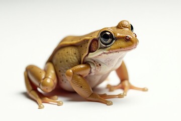 Small brown frog against pure white, showing texture, nature, small frog