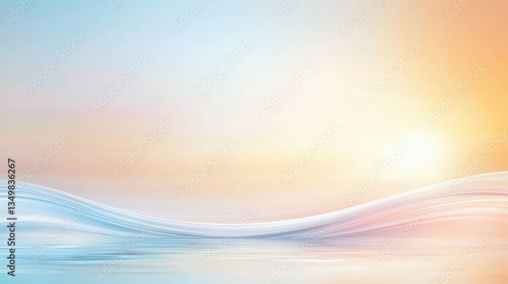 Poster abstract background with golden waves and sun, serene calming design for creative projects