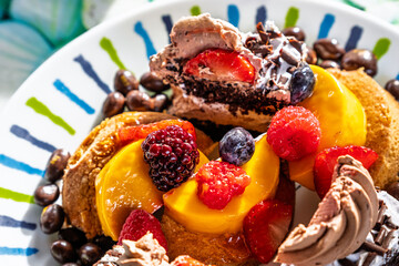 Colorful Fruit and Chocolate Dessert Plate