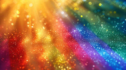 Rainbow Sunburst with Glittering Light Rays.