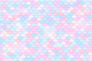Pastel Mermaid Scale Seamless Pattern Background. Fantasy Fish Scale Pattern with Dreamy Pastel Colors.  © arshinta