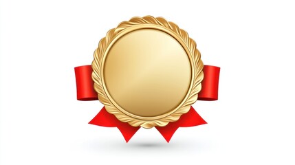 Gold Medal Award Ribbon Isolated Background