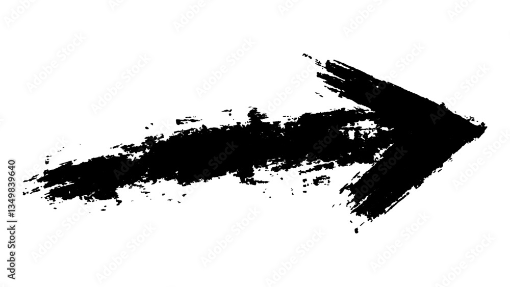 Poster abstract black grunge arrow on white background. black arrow marker isolated with a hand-drawn effec