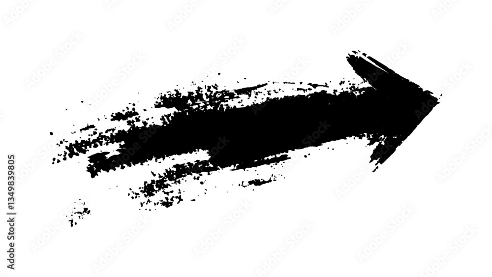 Poster abstract black grunge arrow on white background. black arrow marker isolated with a hand-drawn effec