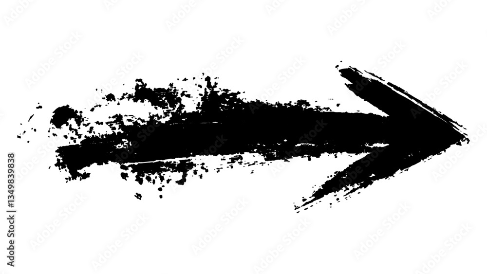 Poster abstract black grunge arrow on white background. black arrow marker isolated with a hand-drawn effec