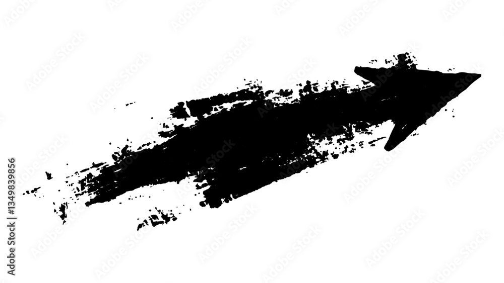 Poster abstract black grunge arrow on white background. black arrow marker isolated with a hand-drawn effec
