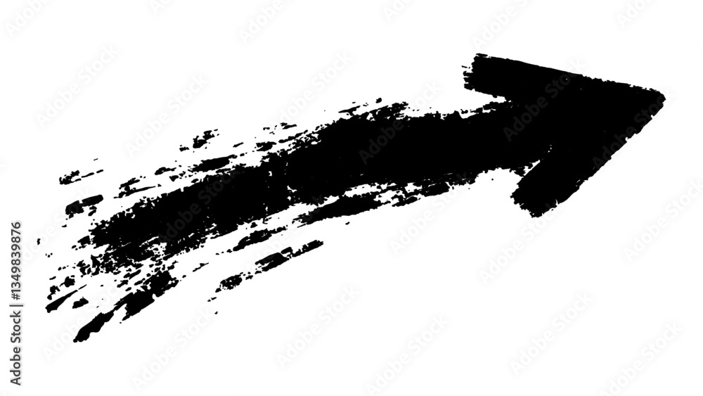 Poster abstract black grunge arrow on white background. black arrow marker isolated with a hand-drawn effec