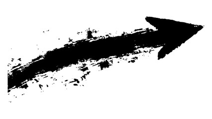 Fototapeta premium Abstract black grunge arrow on white background. Black arrow marker isolated with a hand-drawn effect on a white background. 