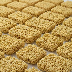 Dry Instant Noodles Pattern on White Background