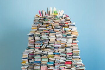 Towering stack of paperwork and files 