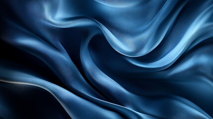 Obraz premium Deep blue silk draped fabric