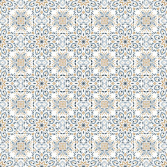 Oriental seamless pattern with stylized floral shapes. Traditional eastern background for design, textile, linen, scarf, wallpaper. Pastel colors damask backdrop.
