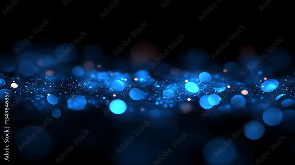 Poster mesmerizing dark blue background filled with blurred bokeh lights creates dreamy atmosphere, perfect