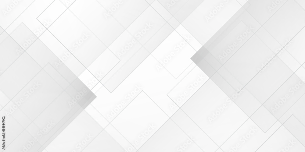 Poster Modern Abstract white and gray transparent background with squares shapes.Space futuristic design concept.Decorative web layout or poster, banner. white paper texture Gray background .	