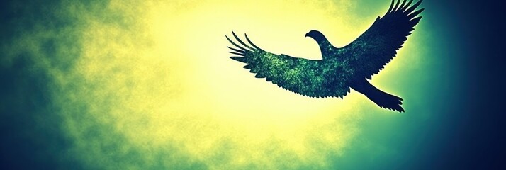 Majestic bird soaring through vibrant sky