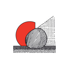 Abstract Geometric Shapes with Bold Colors and Textured Patterns