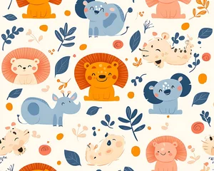 Cute Safari Animals Seamless Pattern. (1)