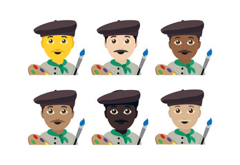 Artist painter art person man men artistic culture emoji character vector illustration