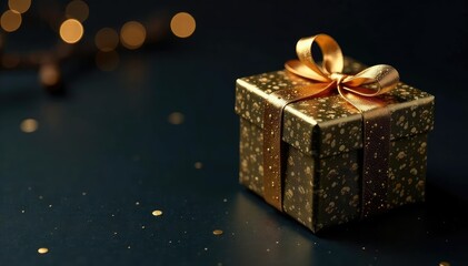 Intricate golden gift box pattern, dark background, gift box, pattern, rich