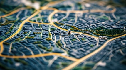 Detailed Miniature Cityscape Model, Bird's-Eye View of Urban Planning and Architecture