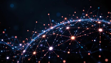 Obraz premium Abstract network of glowing connections on a dark background - digital connectivity
