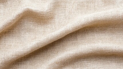 Closeup of beige fabric texture, detailed textile material background for design and craft