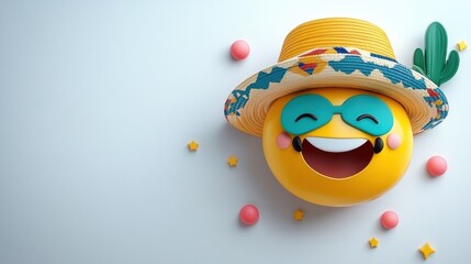 Emoji mexico style mask on white background. Variety of emotions. Space for text.