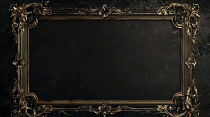 Elegant Frame on Textured Backdrop: A captivating close-up reveals a ornate gilded frame, its intricate design standing out against a dramatic textured background