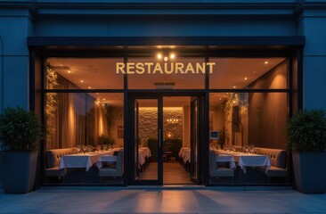 Elegant Restaurant Exterior at Night