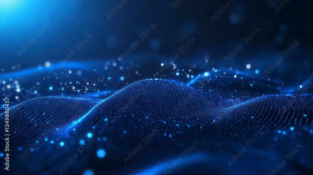 Aufkleber digital wave: a captivating digital visualization depicts a rippling wave of data, its surface shimm