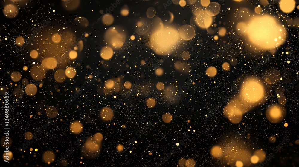 Poster golden sparkles: a mesmerizing abstract backdrop of golden sparkles and bokeh lights scattered again