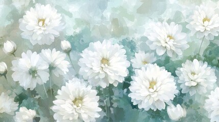 Delicate white chrysanthemum floral art