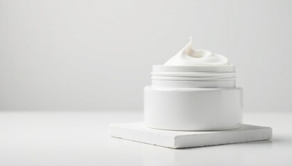 Close-up of pristine white cosmetic product on seamless backdrop, clean, background