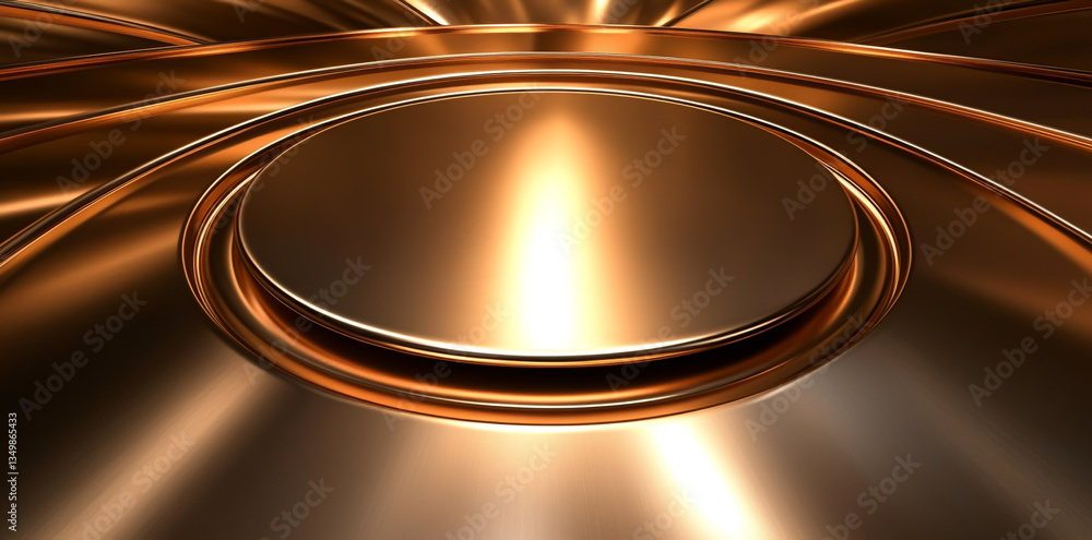 Aufkleber abstract bronze rings with light reflections creating a futuristic metallic design pattern art