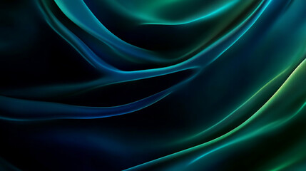 Obraz premium Abstract teal and blue fabric with flowing curves and dark shadows creating a dynamic background