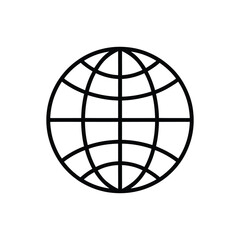 Black and White Globe Icon for Global Connectivity and Internet Symbol, Globe Icon, Internet Icon, vector
