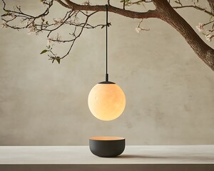 Moon Lamp  Bowl with Zen Decor.