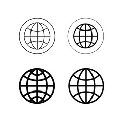 Black and White Globe Icon for Global Connectivity and Internet Symbol, Globe Icon, Internet Icon, vector